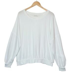 Free People We The Free White Relaxed Fit Top Long Sleeve Casual Oversized Small